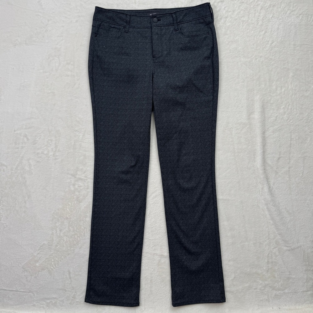 NYDJ Pants Womens 8 Grey Herringbone Straight‎ Leg Stretch Trousers Lift Tuck